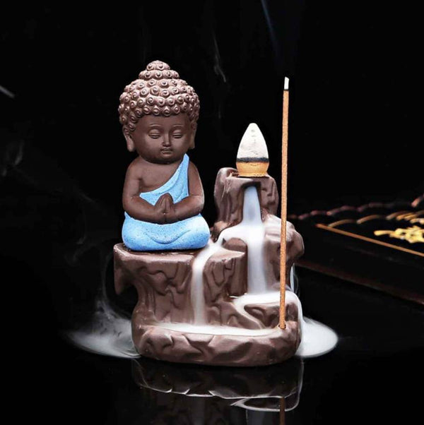 Buddha statue Smoke Backflow Cone Incense Holder Showpiece With 10 Smoke Backflow Scented Cone